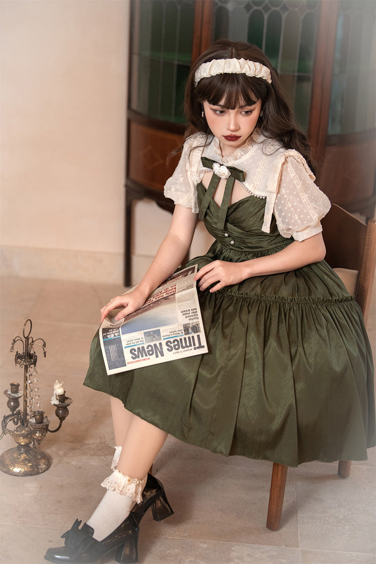 Dark Green Noble Retro Elegant Country Poetry Classic Lolita Dress