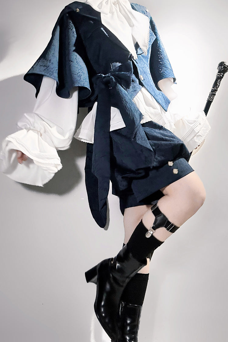 Blue Rabbit Hunt Bowknot Vintage Prince Ouji Lolita Coat