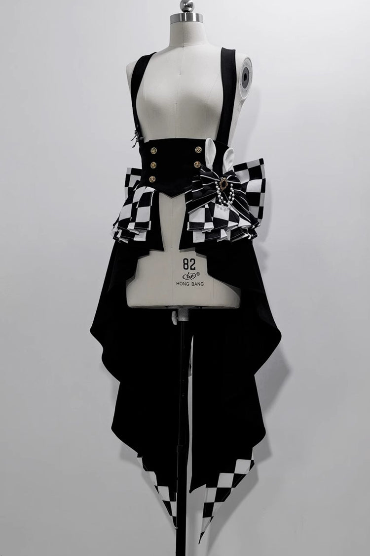 Black/White Rabbit Theater Checkerboard Print Ouji Lolita Girdle