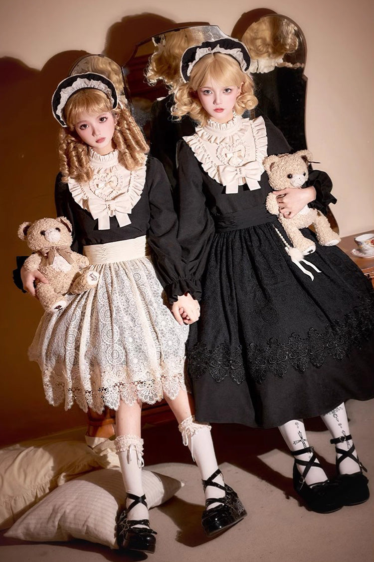 Black Twilight Choir Long Sleeves Bowknot Lace Sweet Vintage Lolita Dress 2 Versions