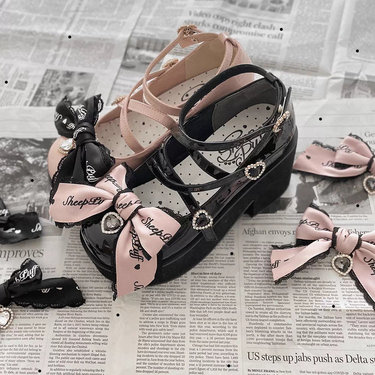 Sweet Bowknot Lace Japanese Lolita Platform Shoes 2 Colors