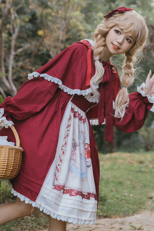 Red Round Collar Little Red Riding Hood High Waist Sweet Lolita JSK Dress
