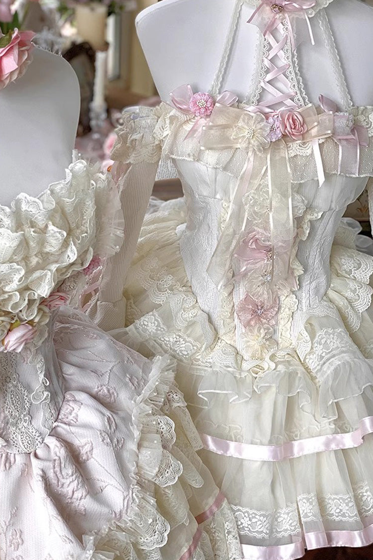 Multi-Color Ballet of Flora Halterneck Multi-layer Ruffle Lace Sweet Lolita Dress