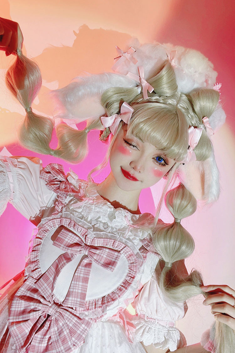 Pink Valentine's Day Multi-Layered Print Ruffle Cardigan Bowknot Lace Sweet Lolita Jsk Dress