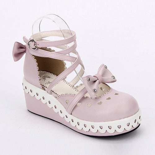Round Toe Bowknot Lace Sweet Lolita Shoes