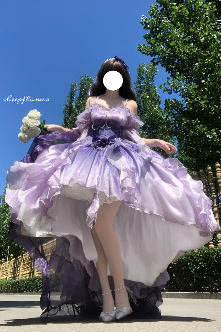 Purple Bowknot Irregular Sweet Princess Lolita Jsk Dress
