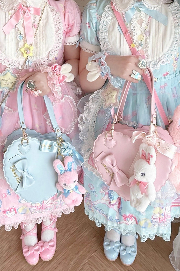 Sweet Heart Embroidery Bowknot Zipper Lolita Handbag 5 Colors