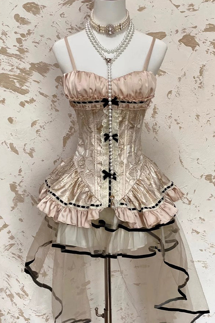 Golden Rose Ruffle Embroidery Lace Sweet Gorgeous Lolita Skirt Set