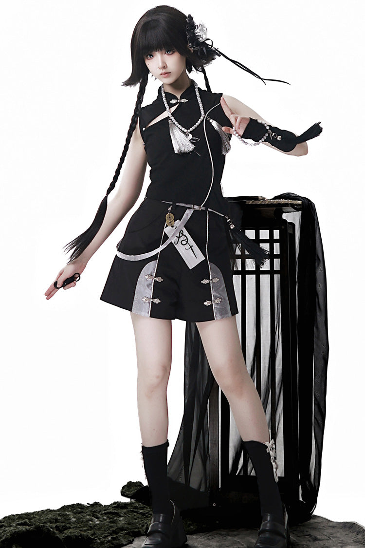 Black The Strange End of the Immortal Sect Sleeveless Chinese Style Ouji Lolita Set