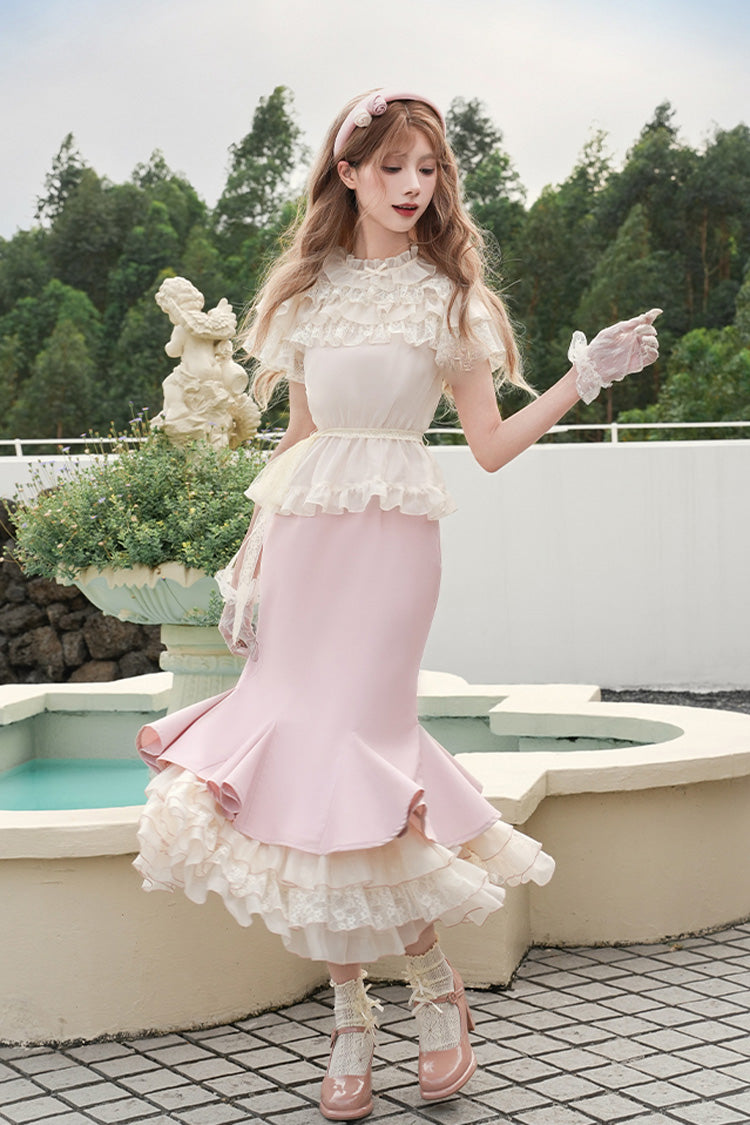Pink Love Diary Multi-Layered Ruffle Sweet Lolita Jsk Mermaid Dress