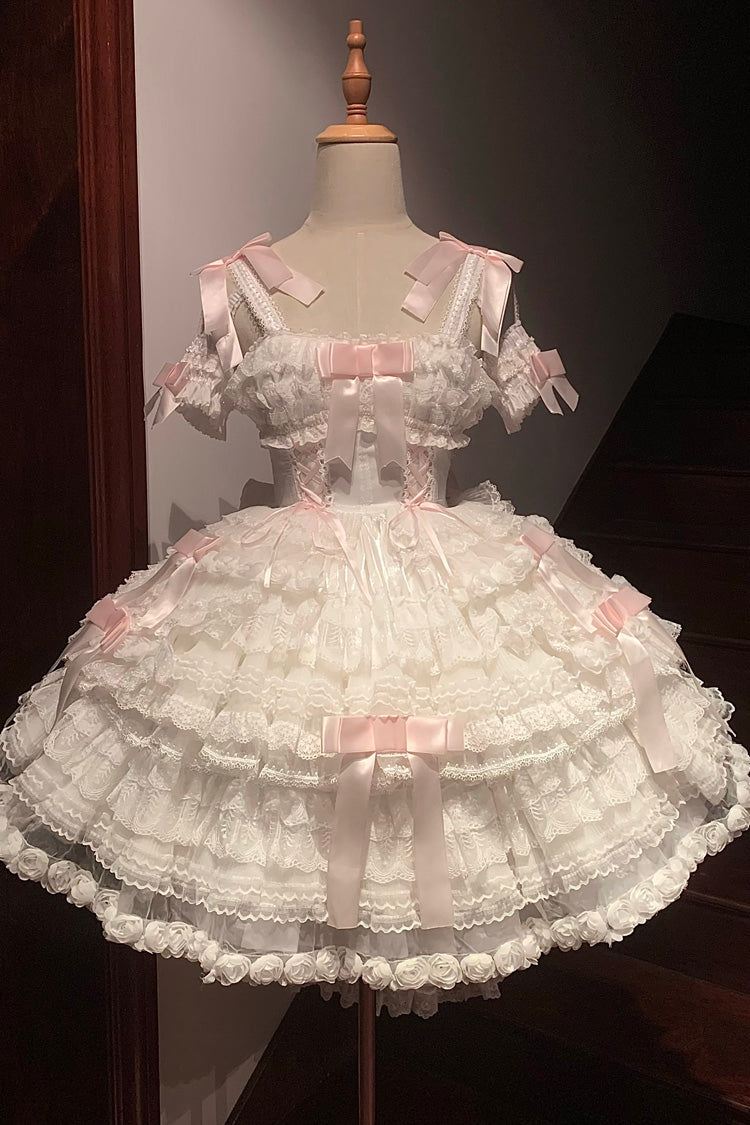 Love Song Multi-Layered Ruffle Hanayome Bowknot Lace Sweet Princess Lolita Jsk Dress 3 Colors