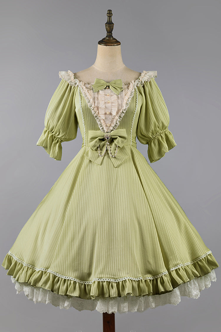Midsummer Galaxy Solid Color Short Sleeves Ruffle Bowknot Sweet Lolita OP Dress