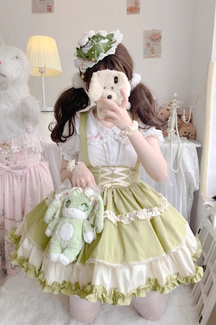 Strappy Doll Collar Ruffle Sweet Lolita Tiered Skirt 7 Colors