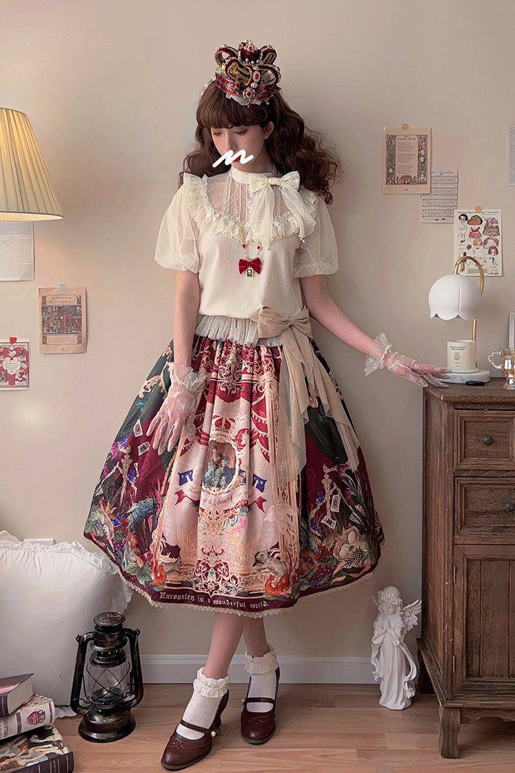 Red Kaleidoscope of Dreams Oil Print Sweet Vintage Gorgeous Lolita Skirt
