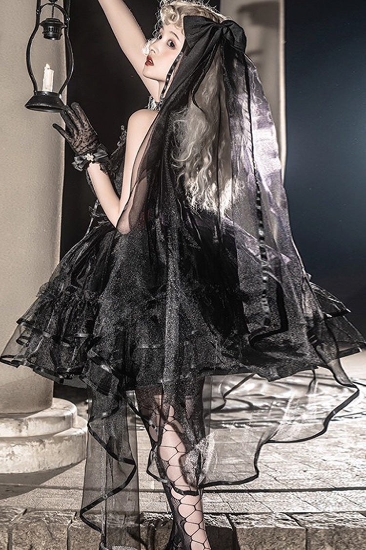 Seven Deadly Sins Sleeveless Double-Layered Ruffle Hanayome Bowknot Lace Gothic Plus Size Lolita Jsk Dress 3 Colors