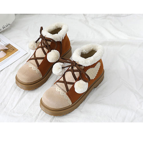 Brown Suede Sweet Lolita Short Martin Boots