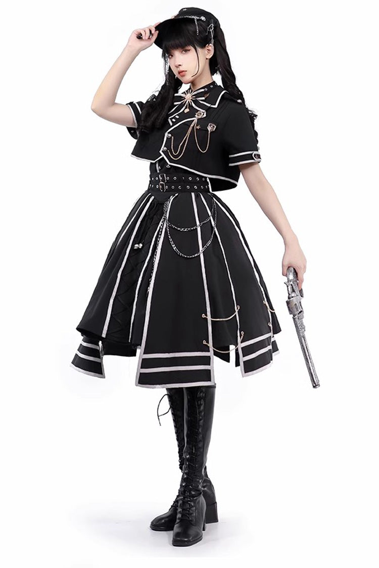 Judgement Knight Long Sleeves Print Bowknot Gothic Lolita Skirt Set 2 Colors