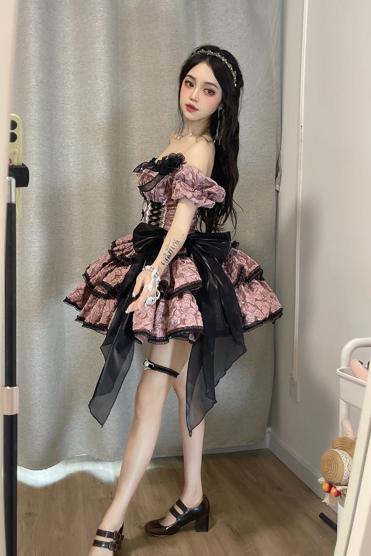 Pink Medea Kiss Short Sleeves Gothic Lolita Op Tiered Dress
