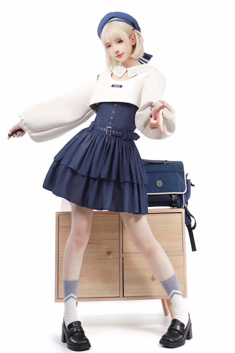 Dark Blue Double Layer Ruffle Sweet Lolita Jsk Dress