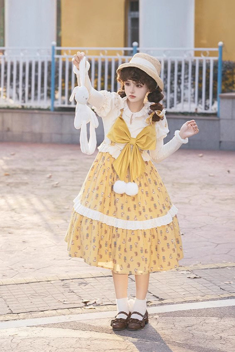 Ivory Round Collar Long Sleeves Ruffle Sweet Lolita Dress