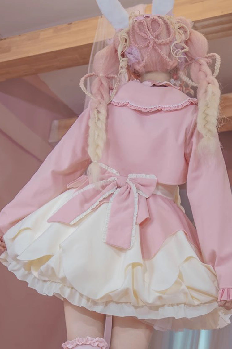 Pink/White Milk Fufu Sleeveless Ruffle Bowknot Sweet Lolita Jsk Dress