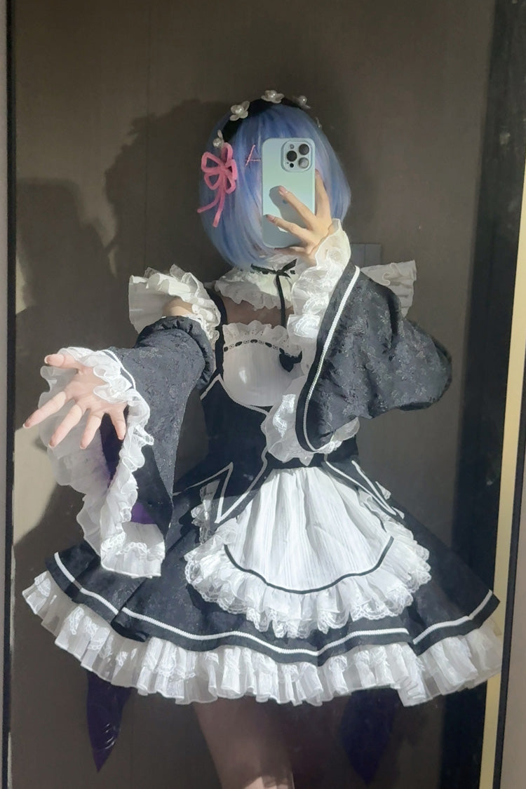 Ram Rem Ruffle Bowknot Sweet Japanese Lolita Jsk Dress Set 2 Colors