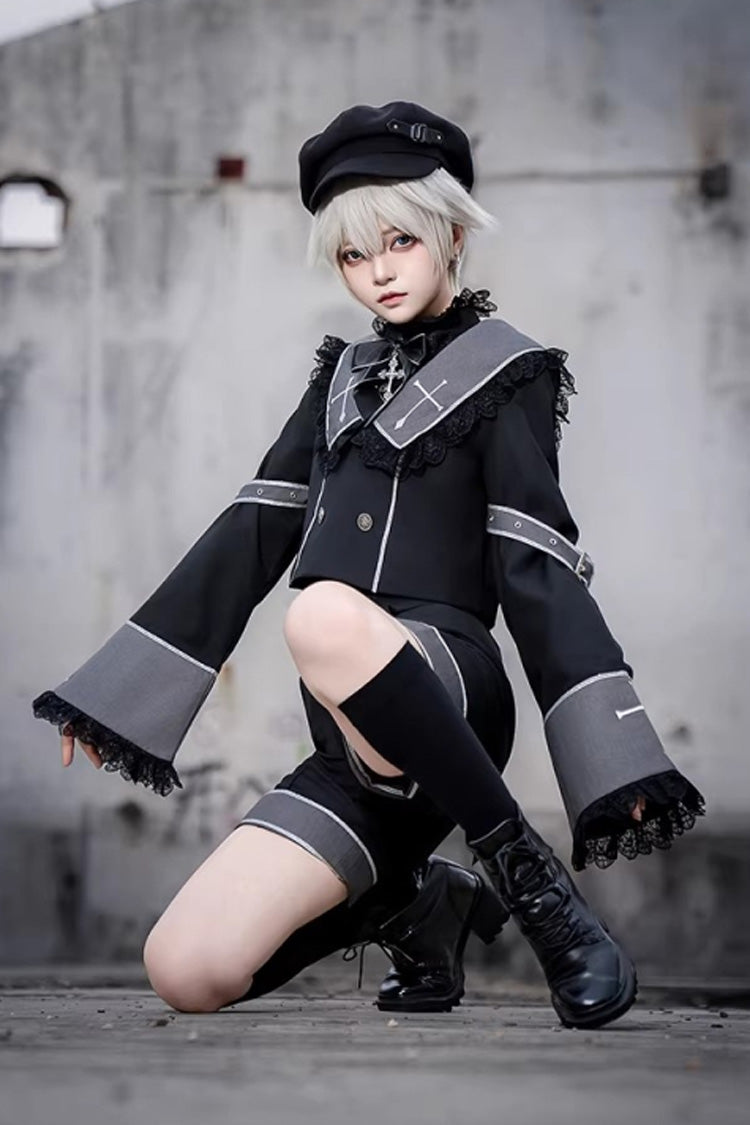 Black Rules of the Otherworld Long Sleeves Gothic Ouji Lolita Shorts Coat Set