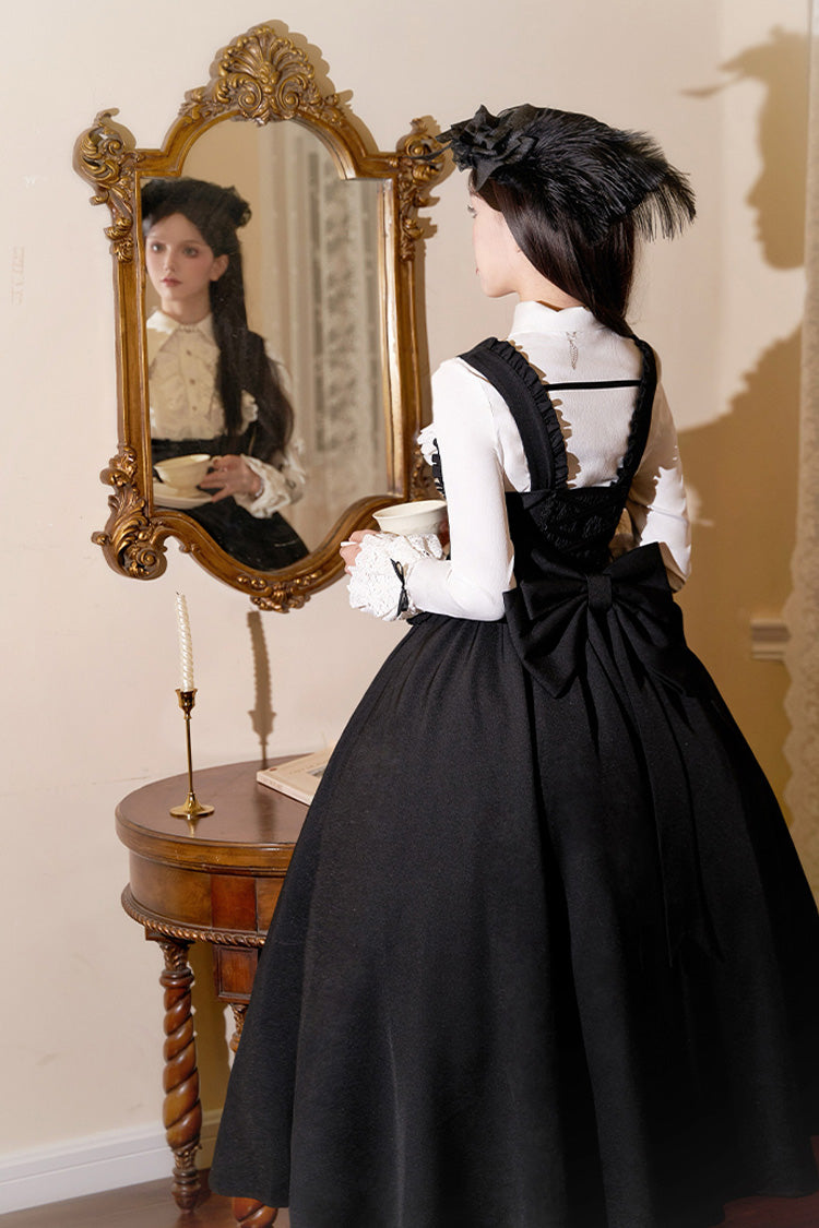 Black Silent Words Ruffle Bowknot Classic Lolita Jsk Push-Up Dress