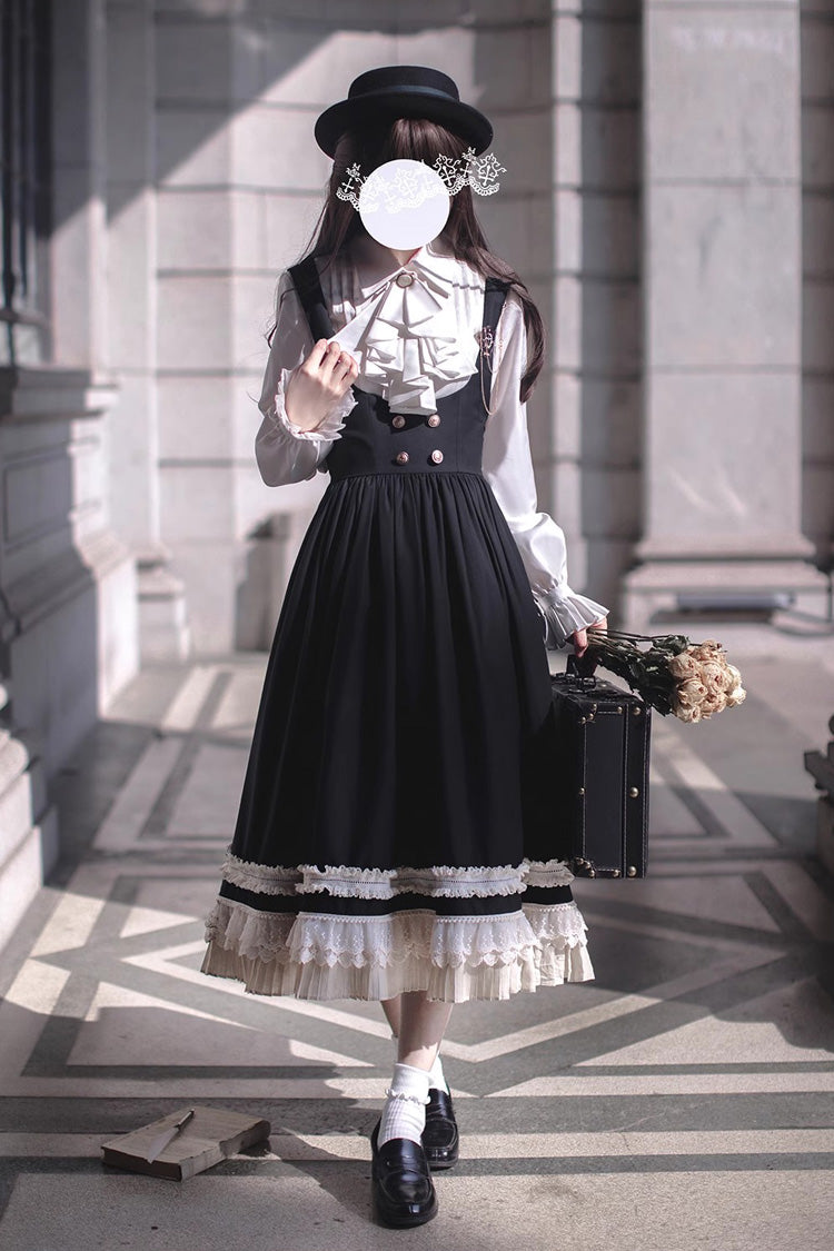 Black Ruffle Bowknot Lace Elegant Lolita Jumper Dress