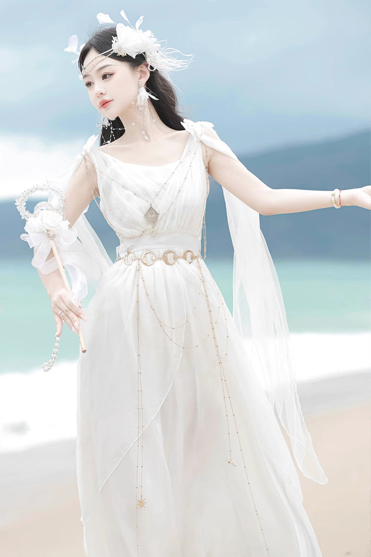 White Messenger of God Greek Style Sleeveless Ruffle Elegant Lolita Jsk Dress