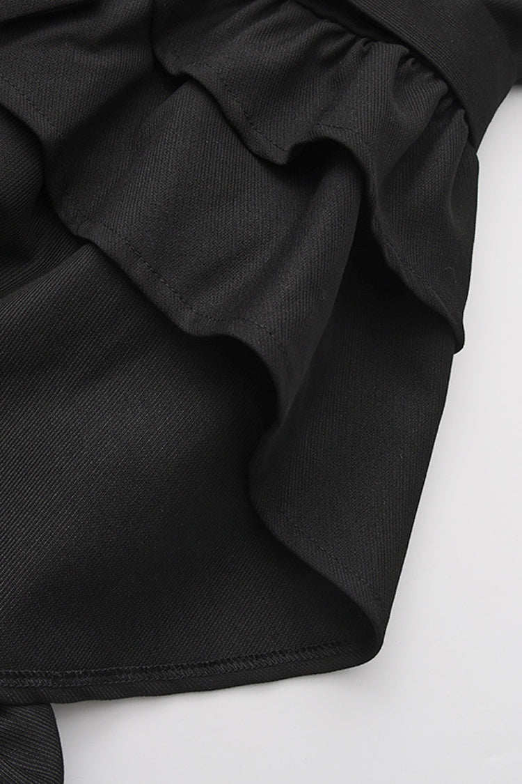 Black Immortal Silent Agent Sleeveless Ruffle Ouji Fashion Vintage Elegant Prince Lolita Long Coat