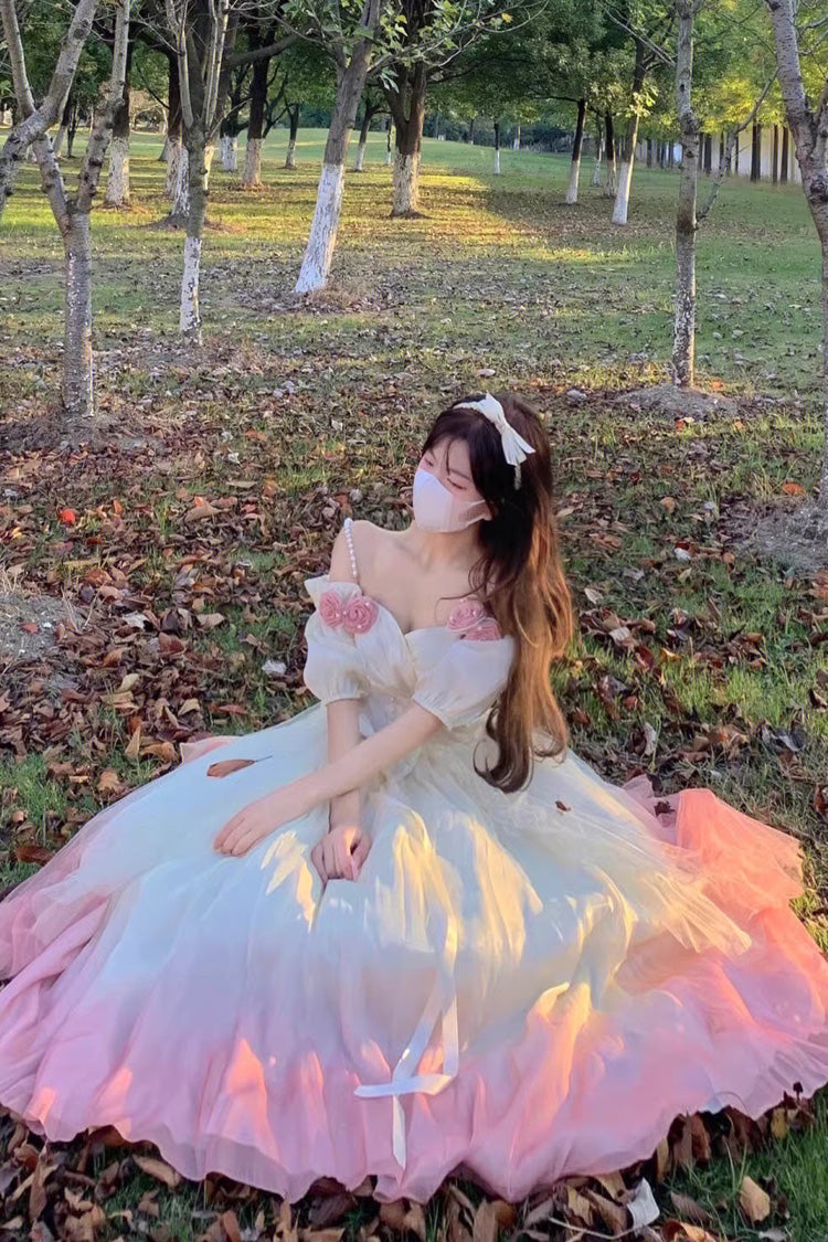 Gradient Pink Gorgeous Bowknot Strawberry Princess Hanayome Sweet Lolita Jsk Dress