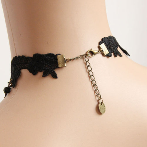 Black Vintage Lace Gem Pendant Decoration Gothic Lolita Necklace
