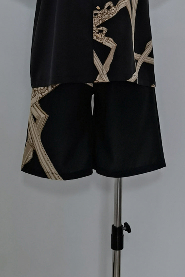 Black Dream Void Mirror Print Ouji Fashion Prince Handsome Lolita Shorts