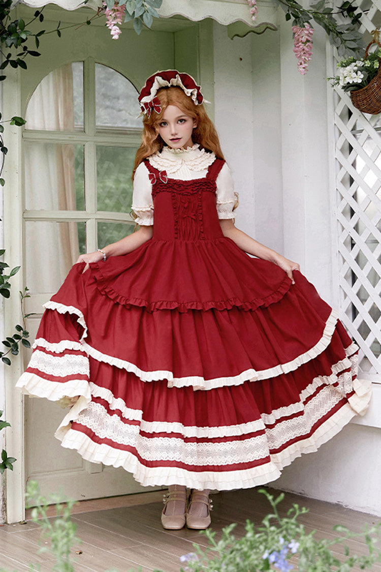 Red Lily Multi-Layered Ruffle Lace Classic Elegant Lolita Jsk Dress