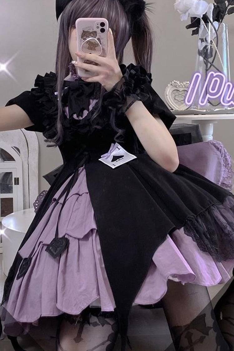 Black/Purple Magical Girl Phantom Thief Ace of Spades Multi-layer Cardigan Gothic Lolita Dress
