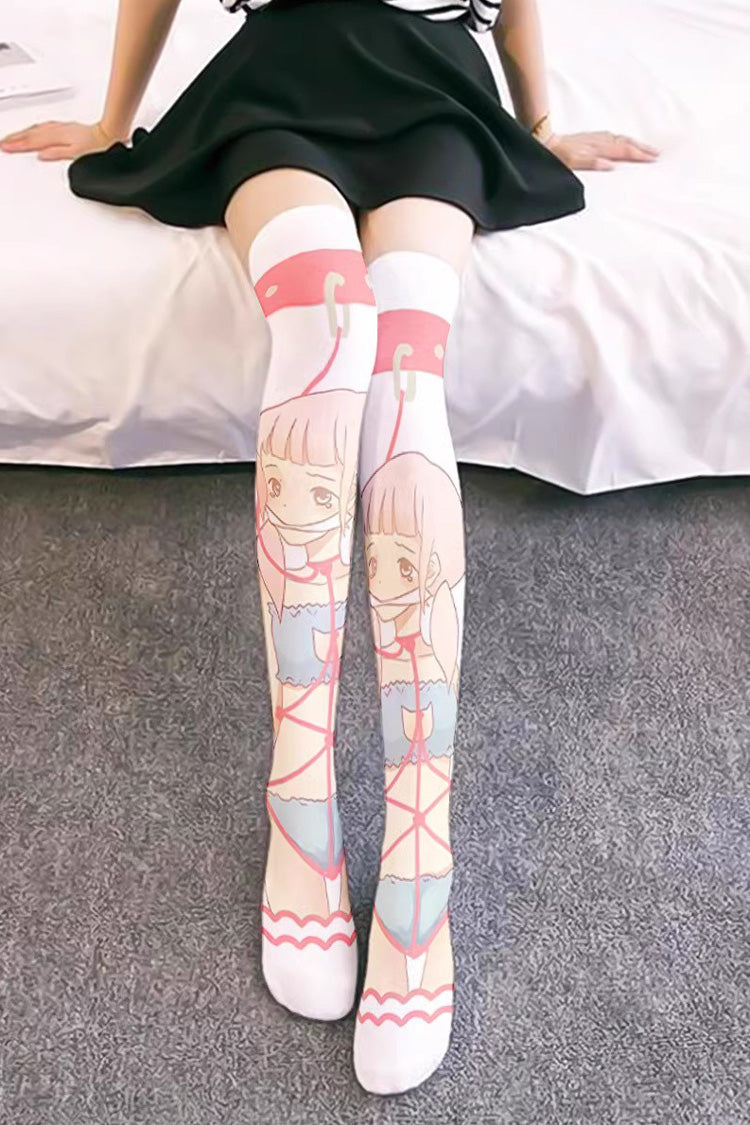Cute Anime Print Sweet Japanese Lolita Over The Knee Socks 10 Styles
