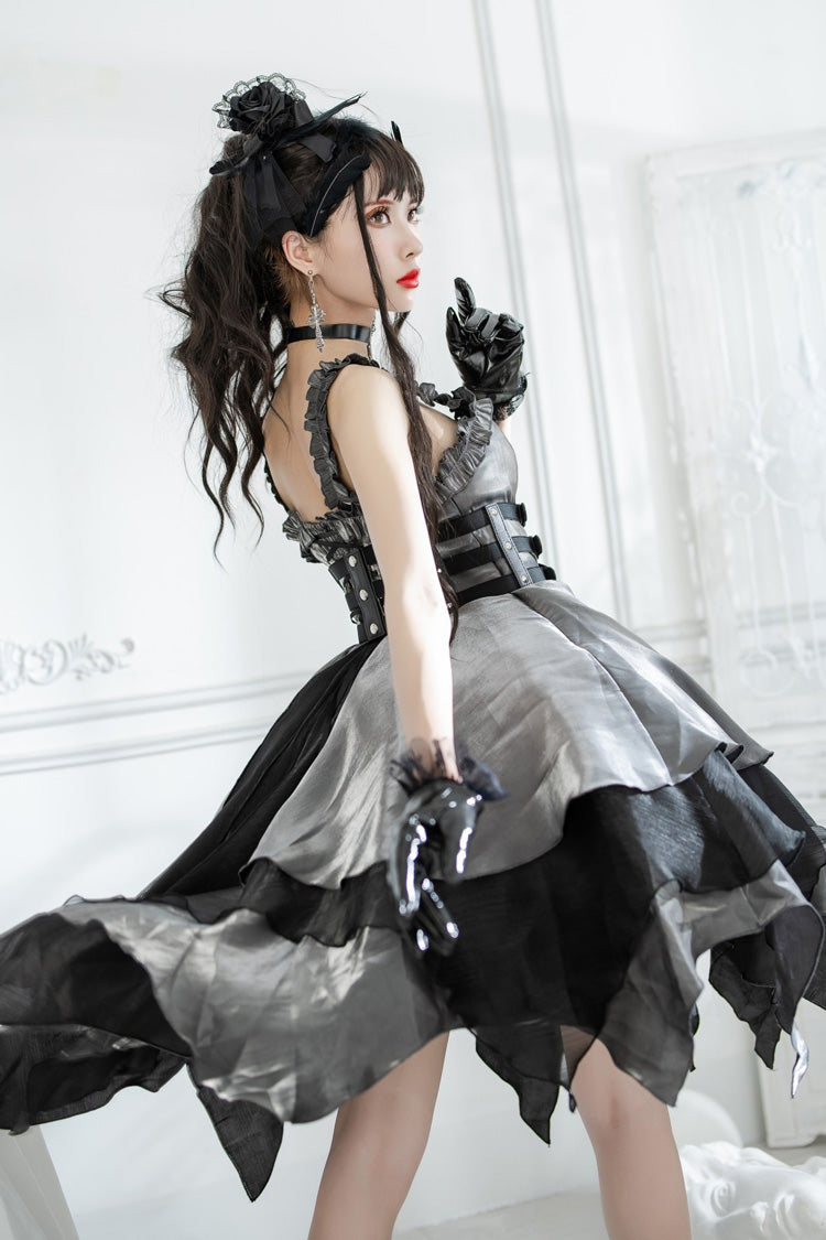 Silver/Grey Seven Deadly Sins: Lust Multi-Layered Irregular Gothic Lolita Jsk Dress