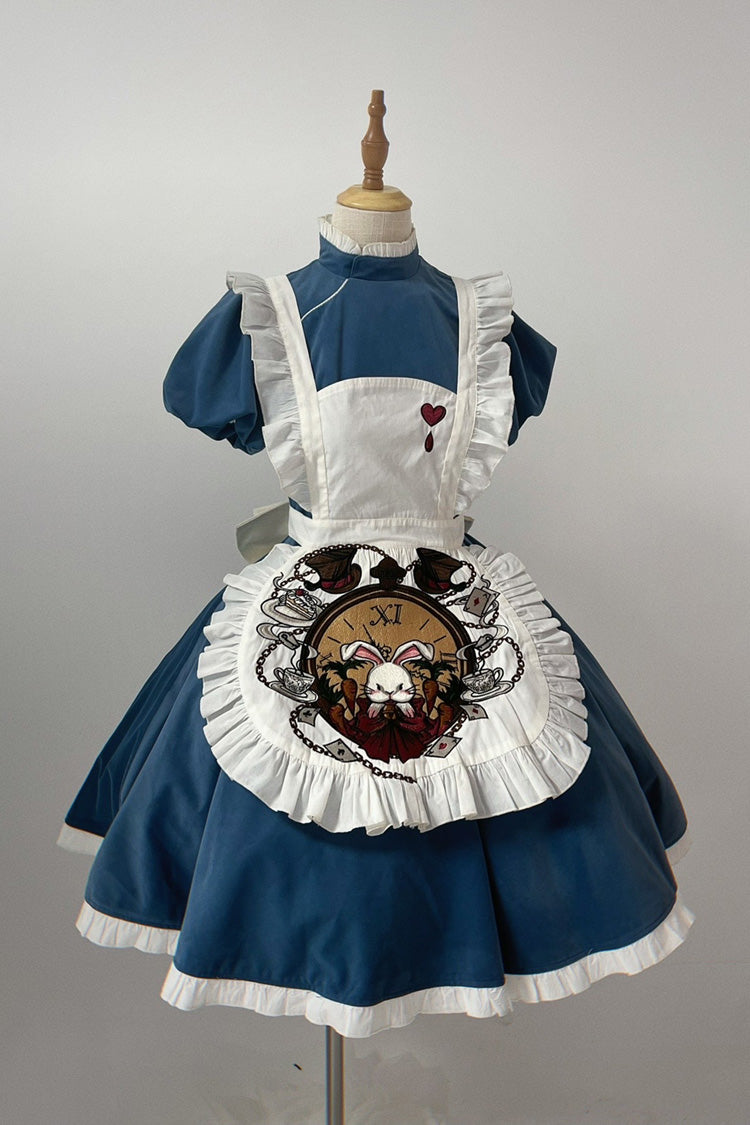 Blue Dark Fairy Tale Alice Long Sleeves Ruffle Gothic Lolita Dress