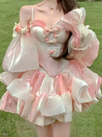 Hime Lolita Purple Bandeau Princess Ball Gown Costume Bow Fairy Culottes for Party