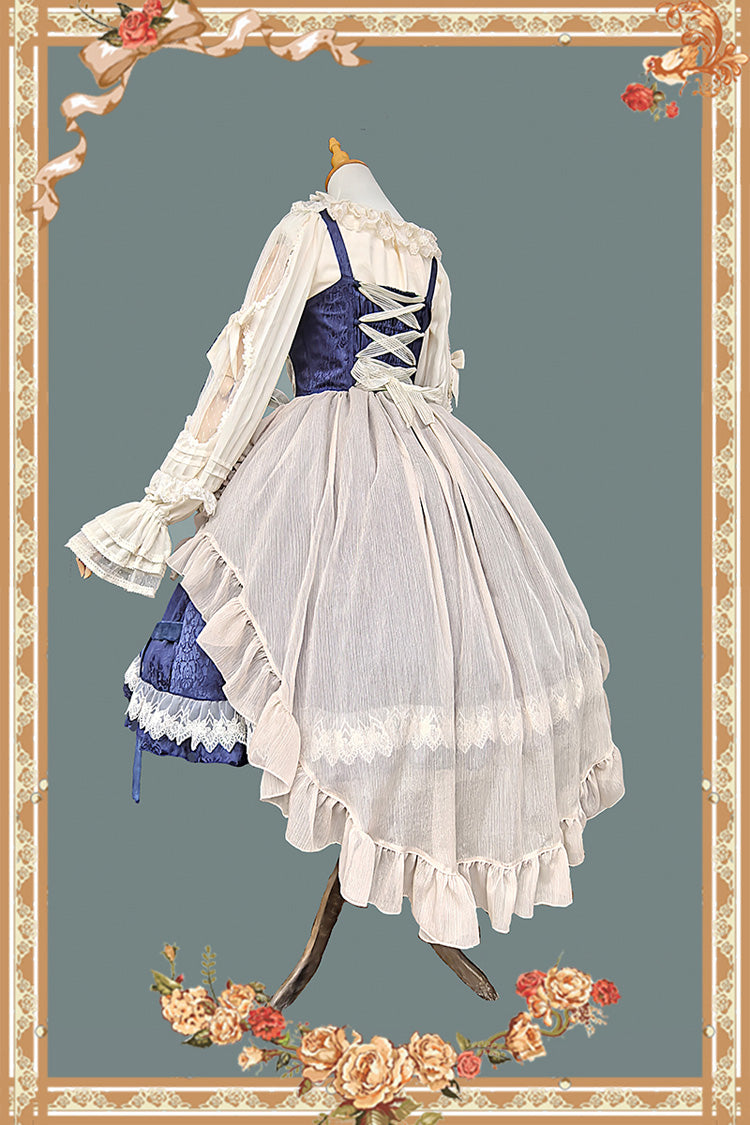 Lilith's Cage Sleeveless Print Ruffle Bowknot Lace-Up Gothic Elegant Lolita Jsk Dress 2 Colors