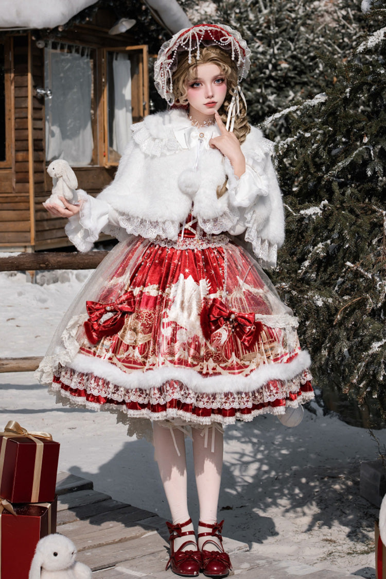 Red Happy New Year Printed Ruffled Bow Lace Classic Chinese Style Gorgeous Lolita Jsk Dress