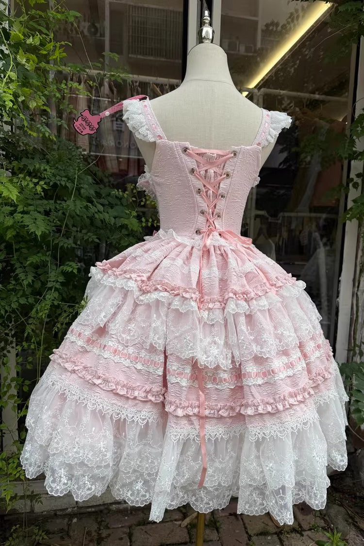 Pink Reinas Sleeveless Ruffle Bowknot Lace Sweet Lolita Jsk Dress