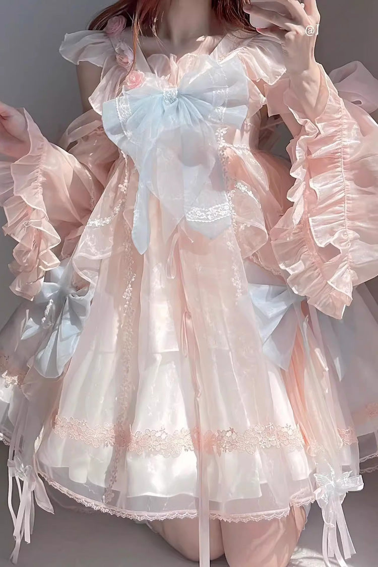 Blue/Pink Bowknot Sweet Chinese Style Princess Lolita Jsk Dress
