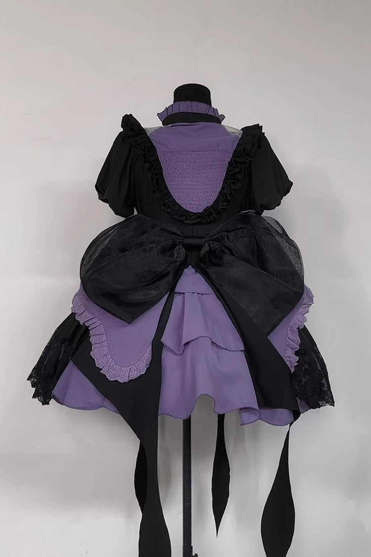 Black/Purple Phantom Thief Ace of Spades Short Sleeves Ruffle Bowknot Gothic Lolita Dress Set