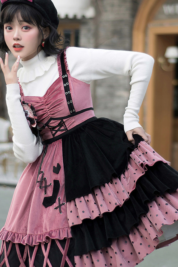 Red/Black Ruffle Stitching Vintage Sweet Lolita Dress