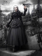 Diablo Gothic Lolita Full Length Black Ruffled Gown Goth Prom Dress