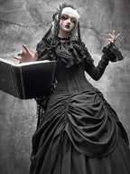 Diablo Gothic Lolita Full Length Black Ruffled Gown Goth Prom Dress