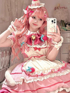 Christmas Robe Pink Bud Cute Daily Sweet Lolita Strawberry Cake Pastel Dress