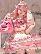 Christmas Robe Pink Bud Cute Daily Sweet Lolita Strawberry Cake Pastel Dress